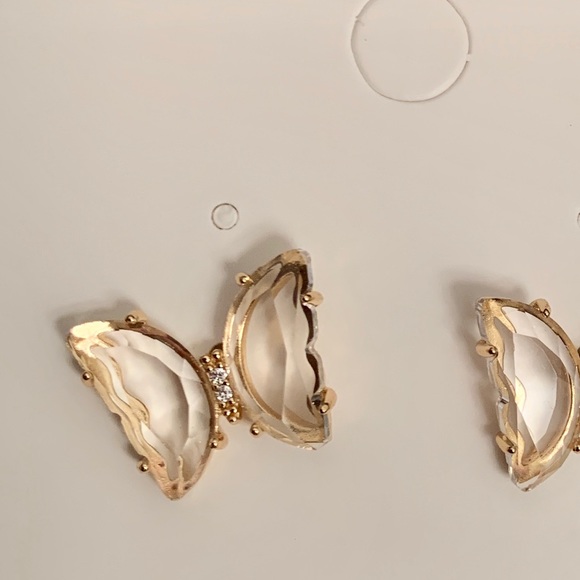 Clear butterfly earrings 925ss post - Picture 4 of 4